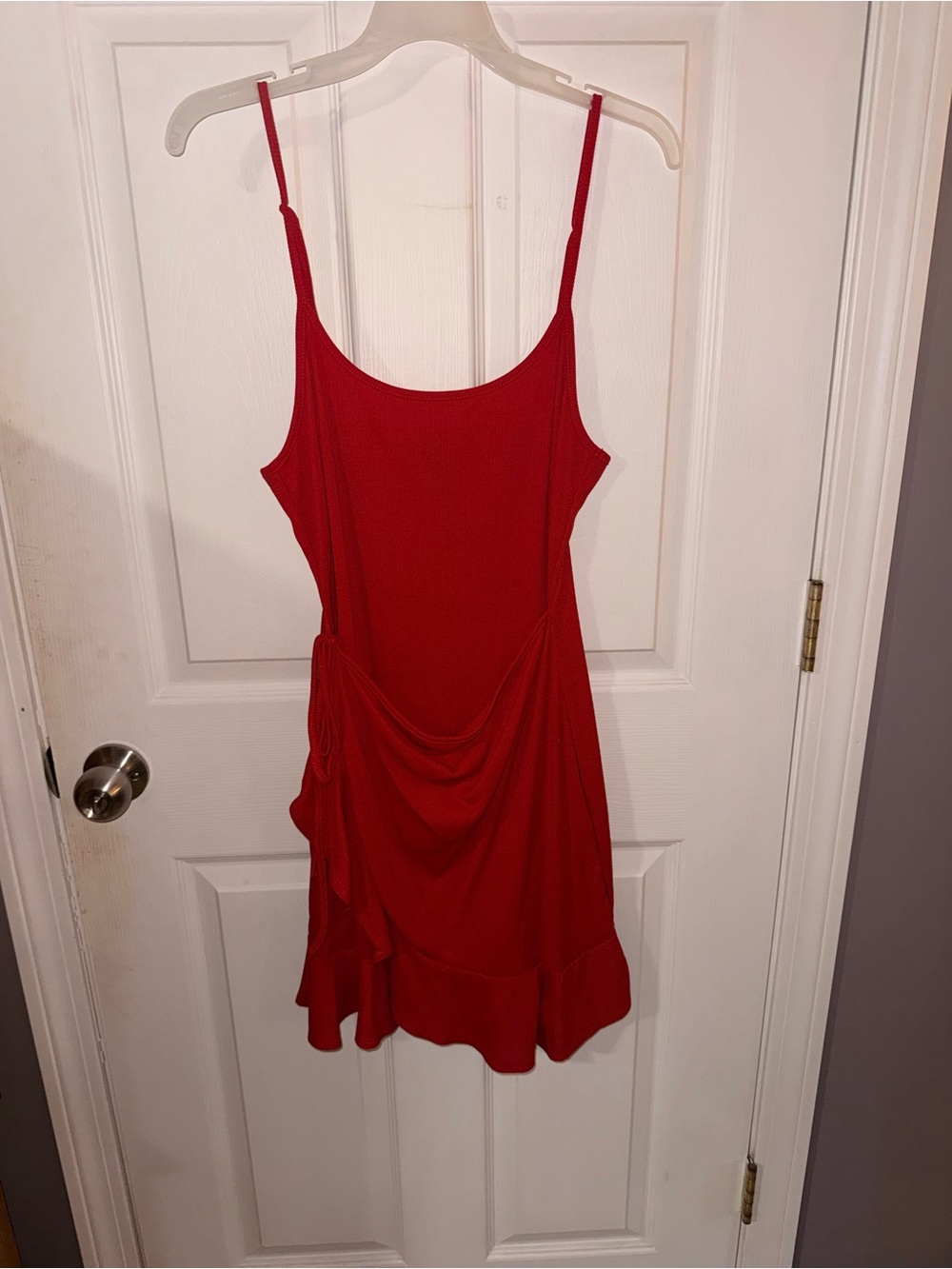 SHEIN Red Spaghetti Strap Draped Mini Dress